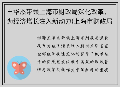 王华杰带领上海市财政局深化改革，为经济增长注入新动力(上海市财政局王韬)